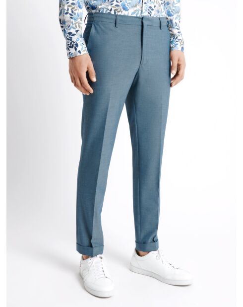 Pantalon de costume stretch faux uni bleu outremer