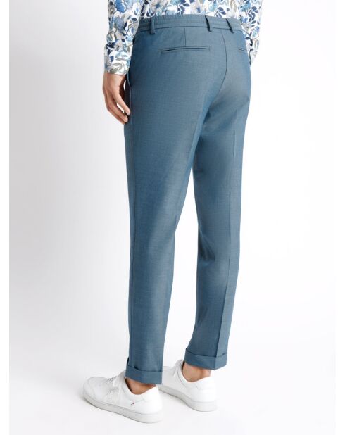 Pantalon de costume stretch faux uni bleu outremer