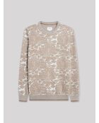 Pull col rond taupe
