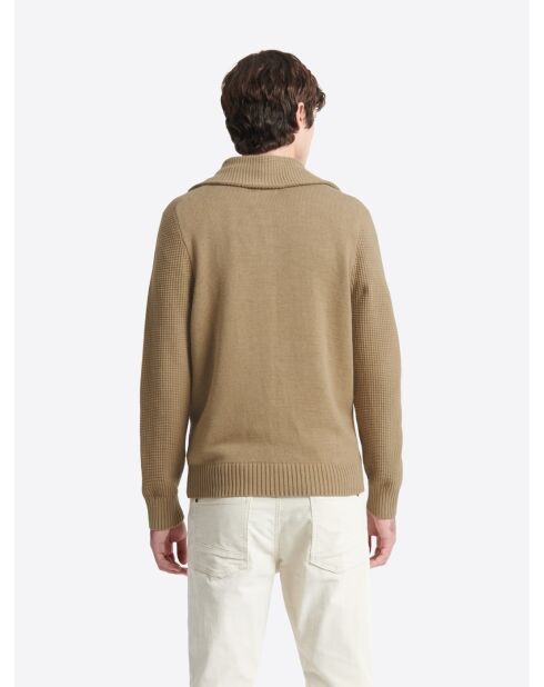Pull col camionneur en Coton & Cachemire new camel