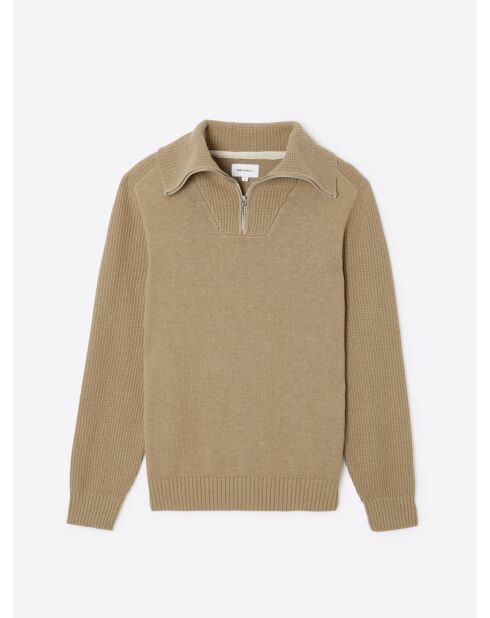 Pull col camionneur en Coton & Cachemire new camel