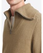 Pull col camionneur en Coton & Cachemire new camel