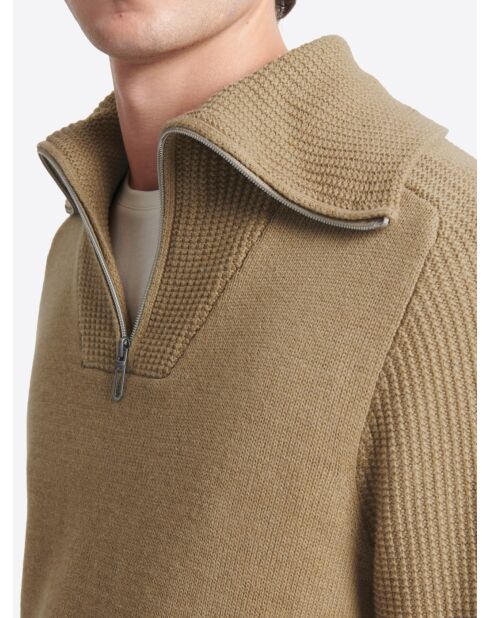 Pull col camionneur en Coton & Cachemire new camel