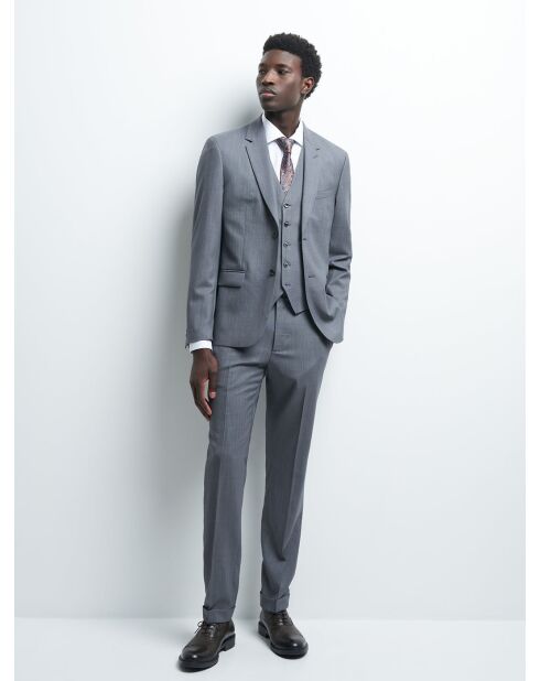 Pantalon coordonnable extraslim 100% Laine gris artic