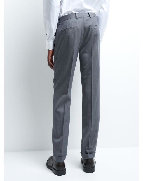 Pantalon coordonnable extraslim 100% Laine gris artic