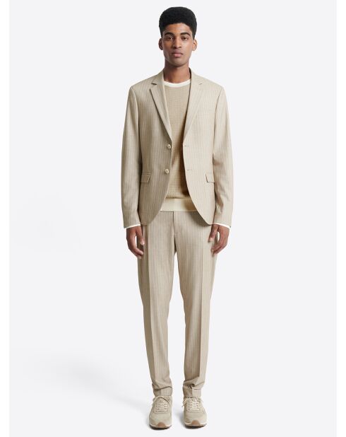 Pull col rond beige doux