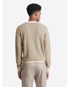 Jersey beige suave con cuello redondo