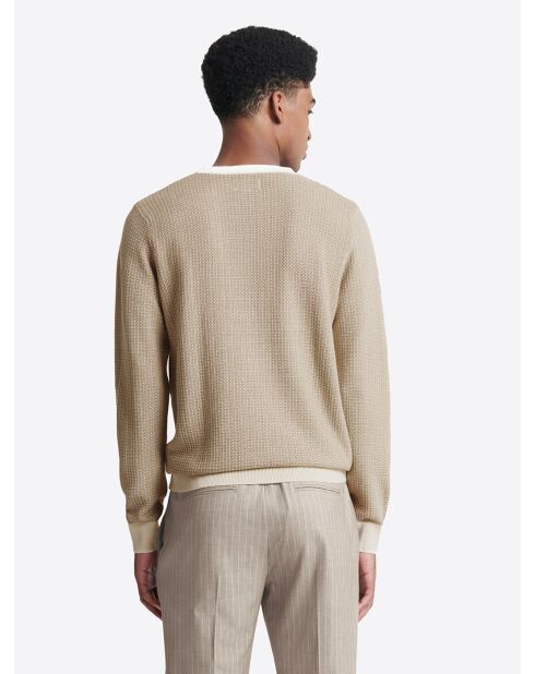 Pull col rond beige doux