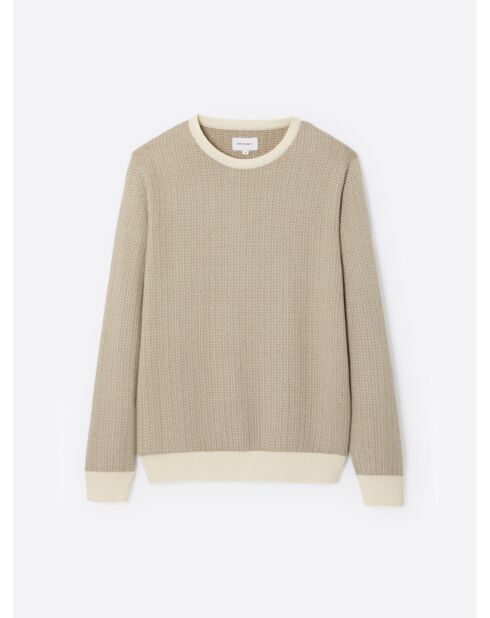 Pull col rond beige doux