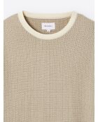 Jersey beige suave con cuello redondo
