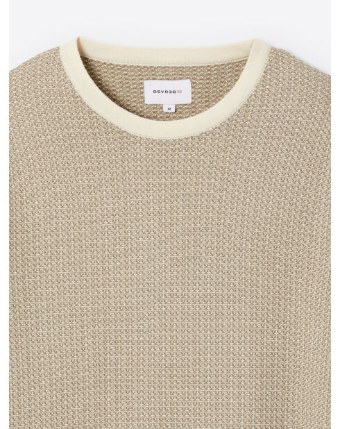 Pull col rond beige doux