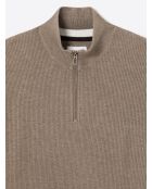 Pull à col cheminée en Viscose certifiée taupe