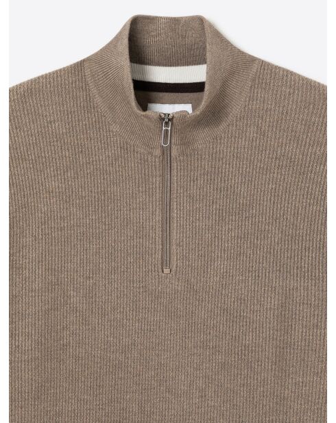 Pull à col cheminée en Viscose certifiée taupe