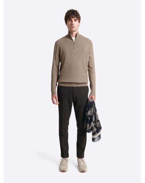Pull à col cheminée en Viscose certifiée taupe