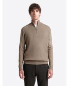 Pull à col cheminée en Viscose certifiée taupe