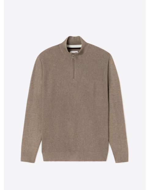 Pull à col cheminée en Viscose certifiée taupe