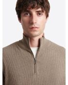 Pull à col cheminée en Viscose certifiée taupe