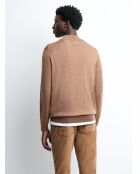 Pull col cheminée zip 100% Laine mérinos camel