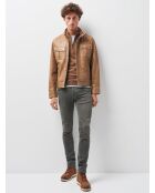 Pull col cheminée zip 100% Laine mérinos camel