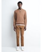 Pull col cheminée zip 100% Laine mérinos camel