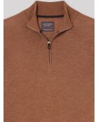 Pull col cheminée zip 100% Laine mérinos camel