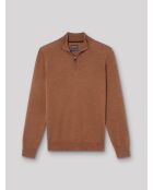 Pull col cheminée zip 100% Laine mérinos camel