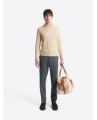 Pull col châle fantaisie mastic