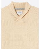 Pull col châle fantaisie mastic