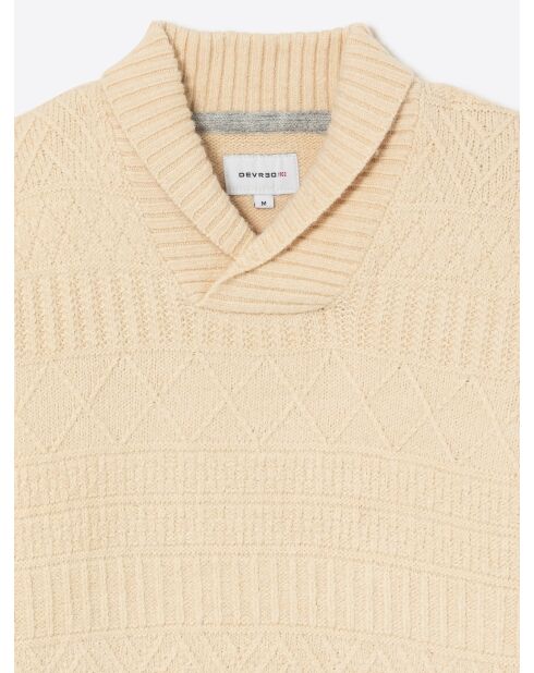 Pull col châle fantaisie mastic