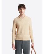 Pull col châle fantaisie mastic