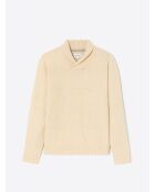 Pull col châle fantaisie mastic