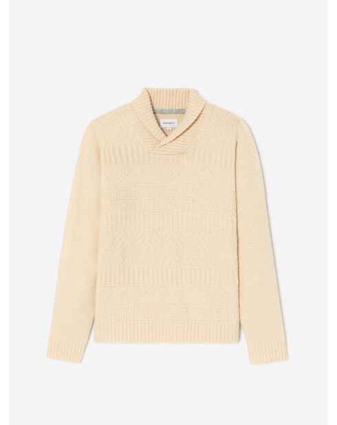 Pull col châle fantaisie mastic