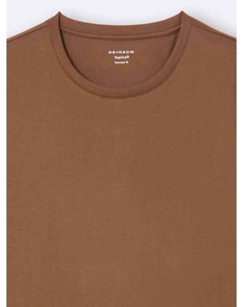 T-shirt col rond 100% Coton caramel 3