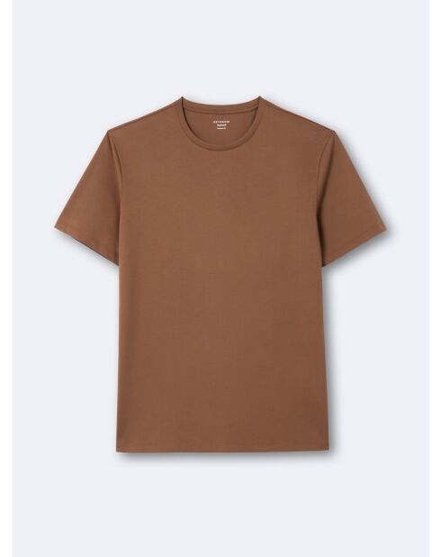 T-shirt col rond 100% Coton caramel 3