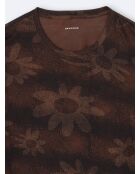 T-shirt col rond en Lyocell fleuri marron café