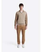 Pull col polo bicolore en Coton caramel