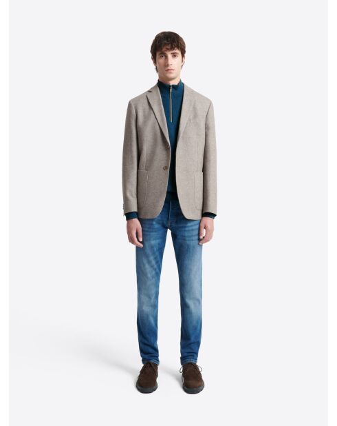 Pull col montant en Coton & Cachemire bleu cobalt