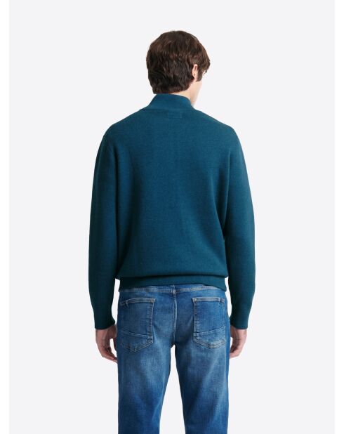 Pull col montant en Coton & Cachemire bleu cobalt