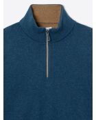 Pull col montant en Coton & Cachemire bleu cobalt