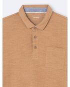 Polo manches courtes faux-uni en Coton noisette