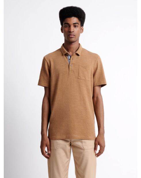 Polo manches courtes faux-uni en Coton noisette