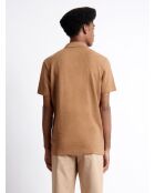 Polo manches courtes faux-uni en Coton noisette