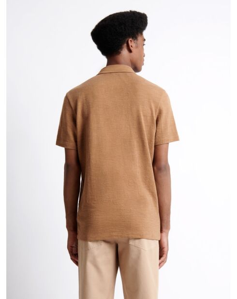 Polo manches courtes faux-uni en Coton noisette