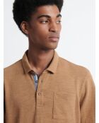 Polo manches courtes faux-uni en Coton noisette