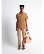 Polo manches courtes faux-uni en Coton noisette