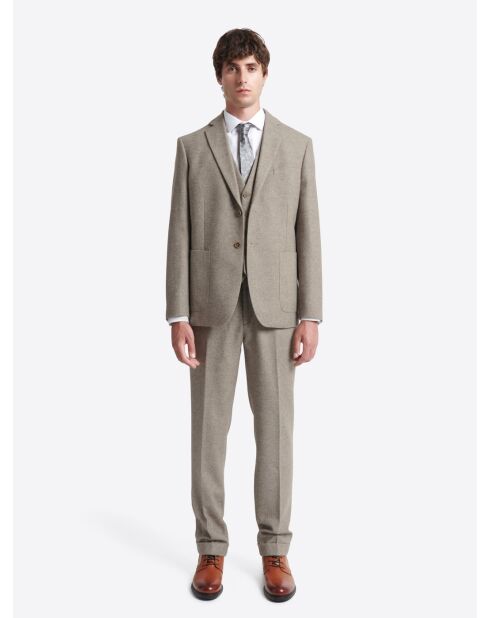 Veste de costume regular en laine taupe