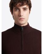 Pull col montant chiné en Viscose merlot