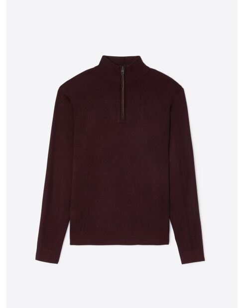 Pull col montant chiné en Viscose merlot