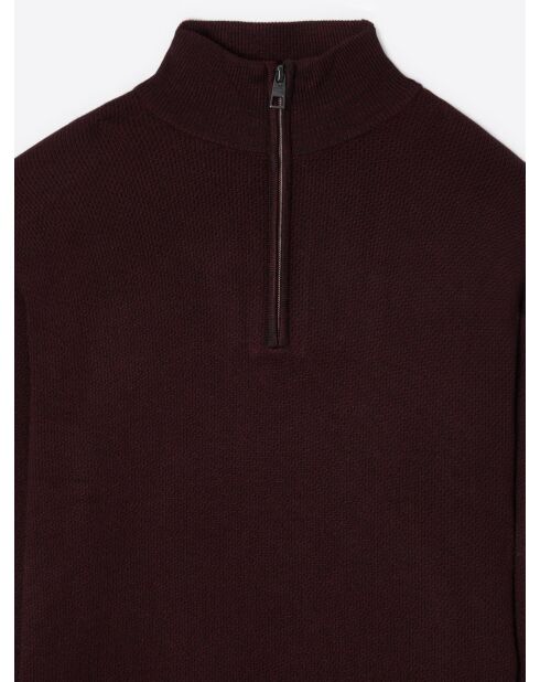 Pull col montant chiné en Viscose merlot