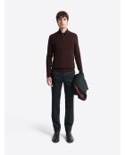 Pull col montant chiné en Viscose merlot